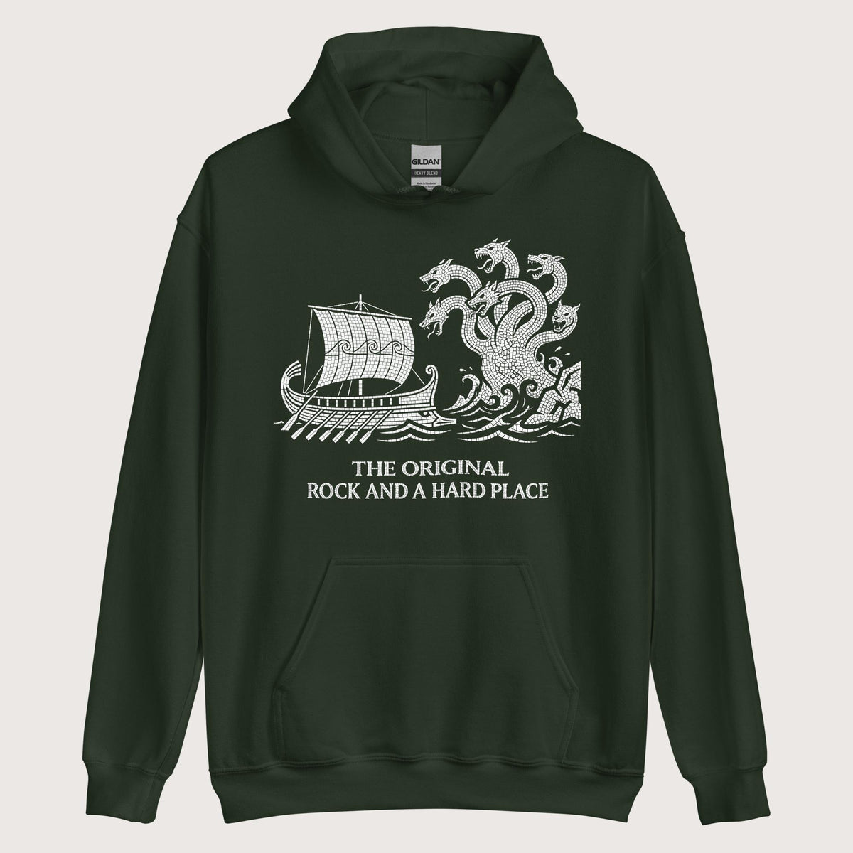 Forest Green Odyssey Rock and a Hard Place Hoodie - history buff gift by HistoHead