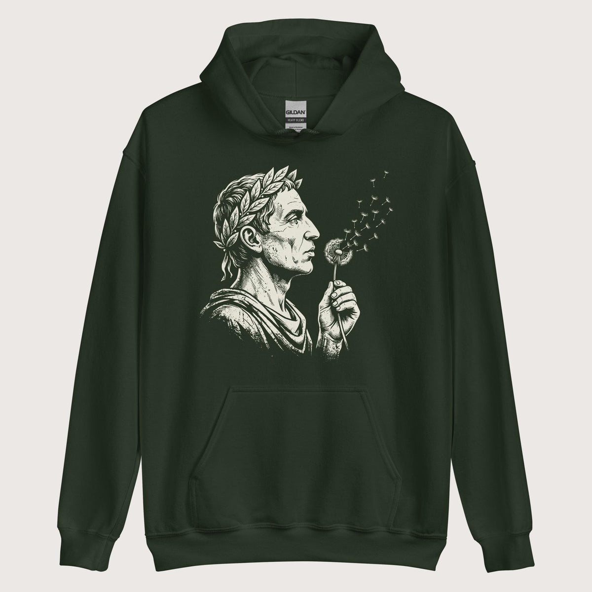 Forest Green Caesar Blowing Wishes Hoodie - history buff gift by HistoHead