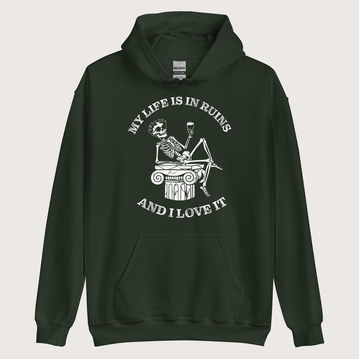 Forest Green My Life is in Ruins Hoodie - history buff gift by HistoHead