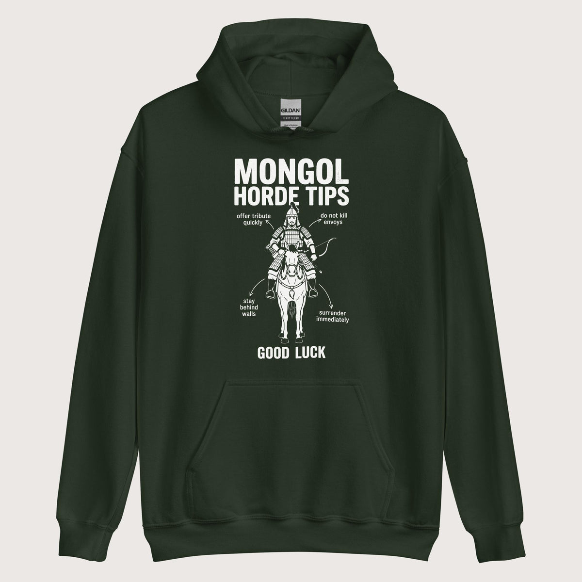 Forest Green Mongol Horde Tips Hoodie - history buff gift by HistoHead