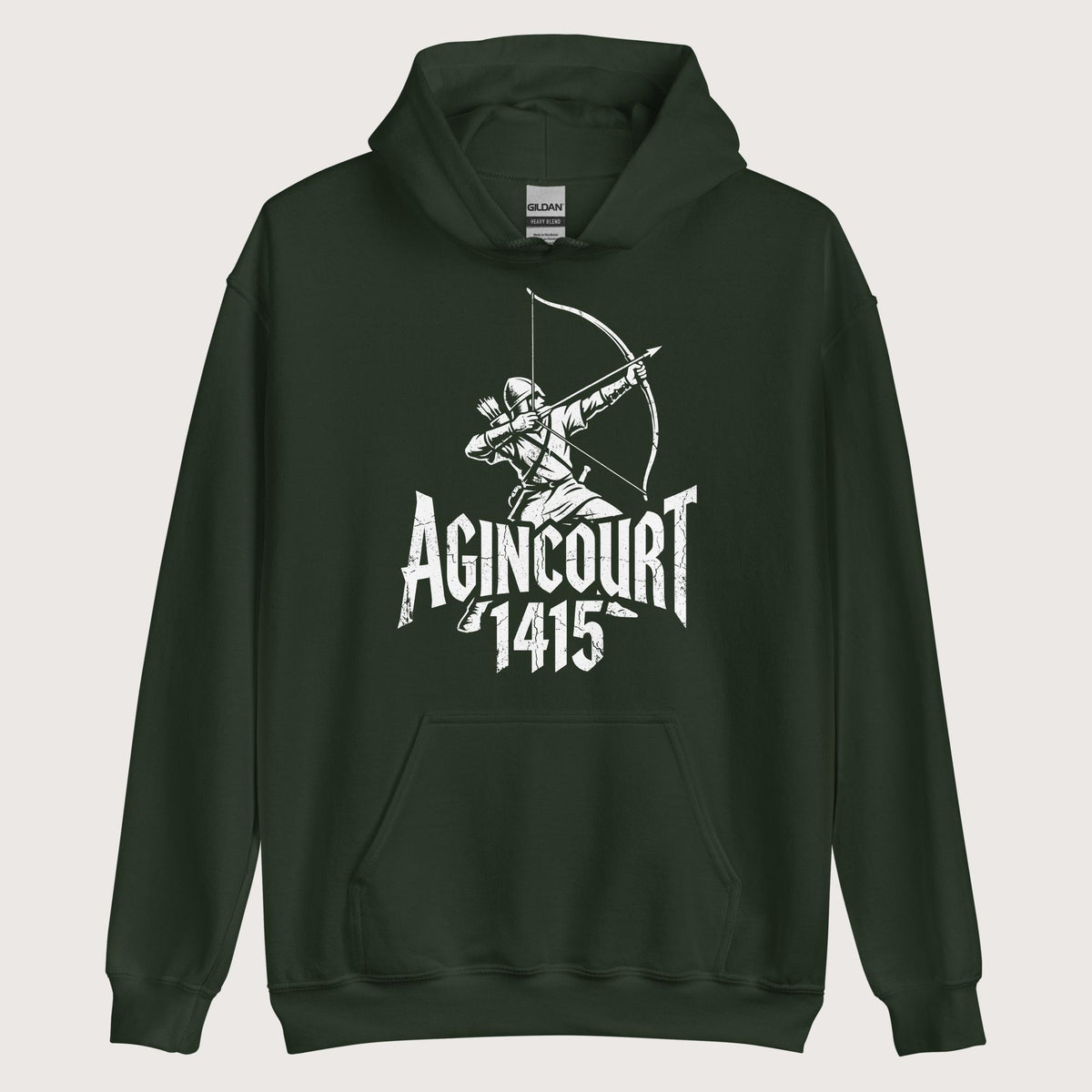 Forest Green Agincourt 1415 Longbowman Hoodie - history buff gift by HistoHead