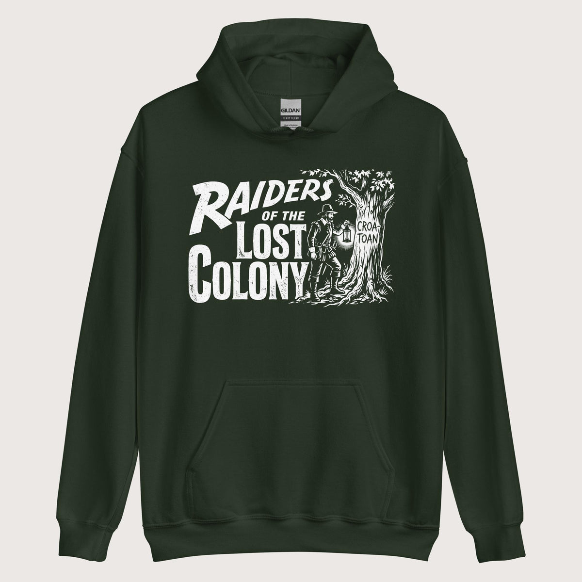 Forest Green Raiders of the Lost Colony Hoodie - history buff gift by HistoHead
