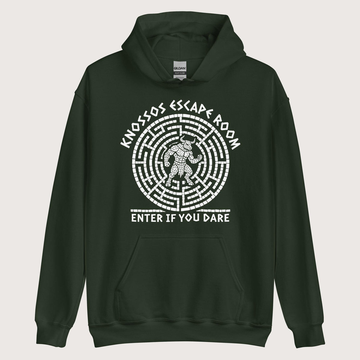 Forest Green Knossos Escape Room Enter If You Dare Hoodie - history buff gift by HistoHead