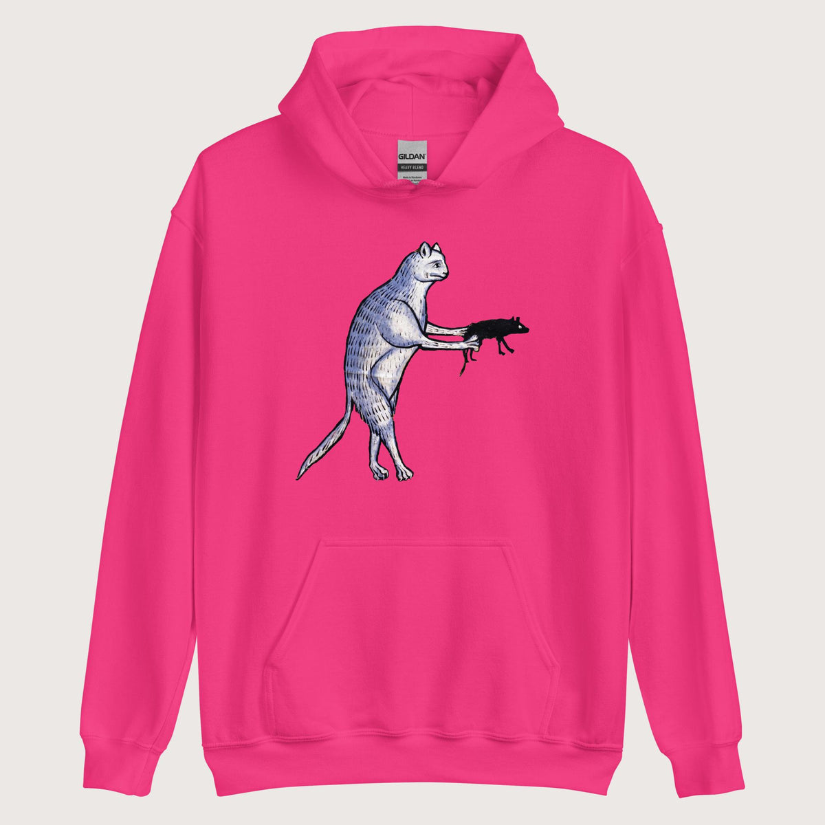 Heliconia Weird Medieval Cat's Mouse-Gun Hoodie - history buff gift by HistoHead