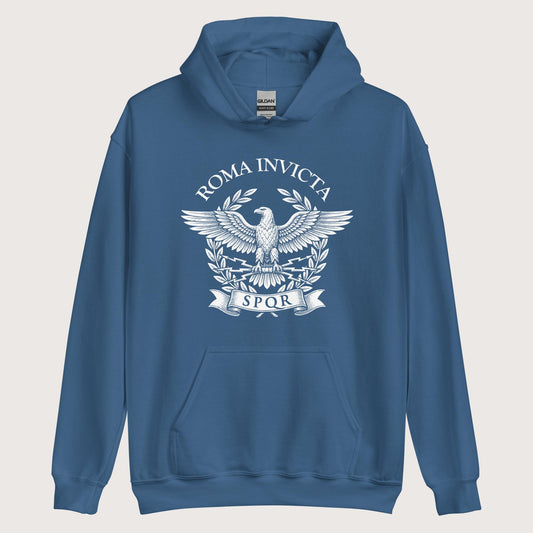 Indigo Blue Roma Invicta Hoodie - history buff gift by HistoHead