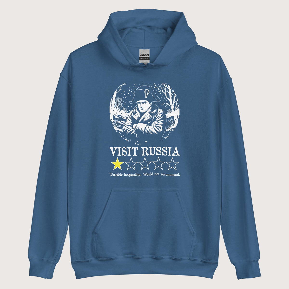 Indigo Blue Napoleon Visit Russia Review Hoodie - history buff gift by HistoHead