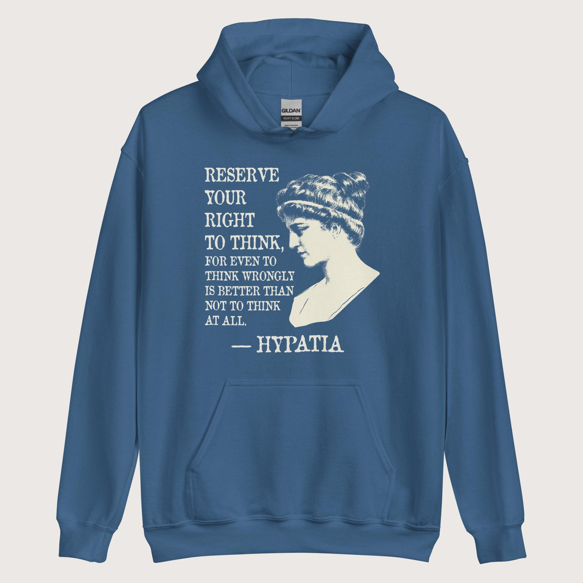 Indigo Blue Hypatia Quote Hoodie - history buff gift by HistoHead