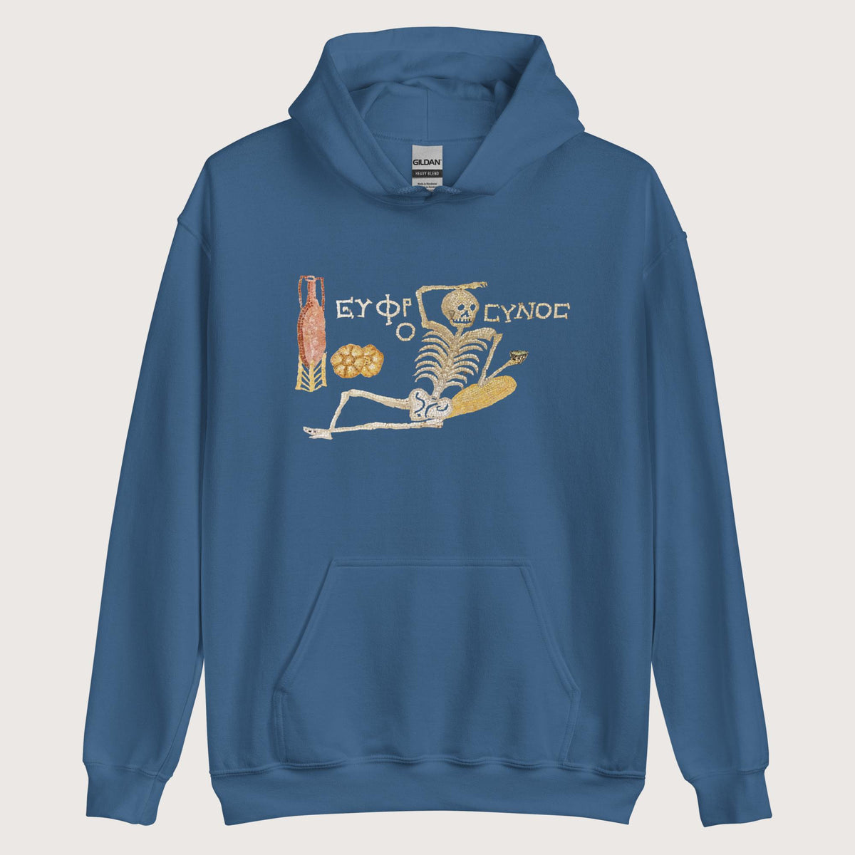Indigo Blue Skeleton Mosaic Hoodie - history buff gift by HistoHead