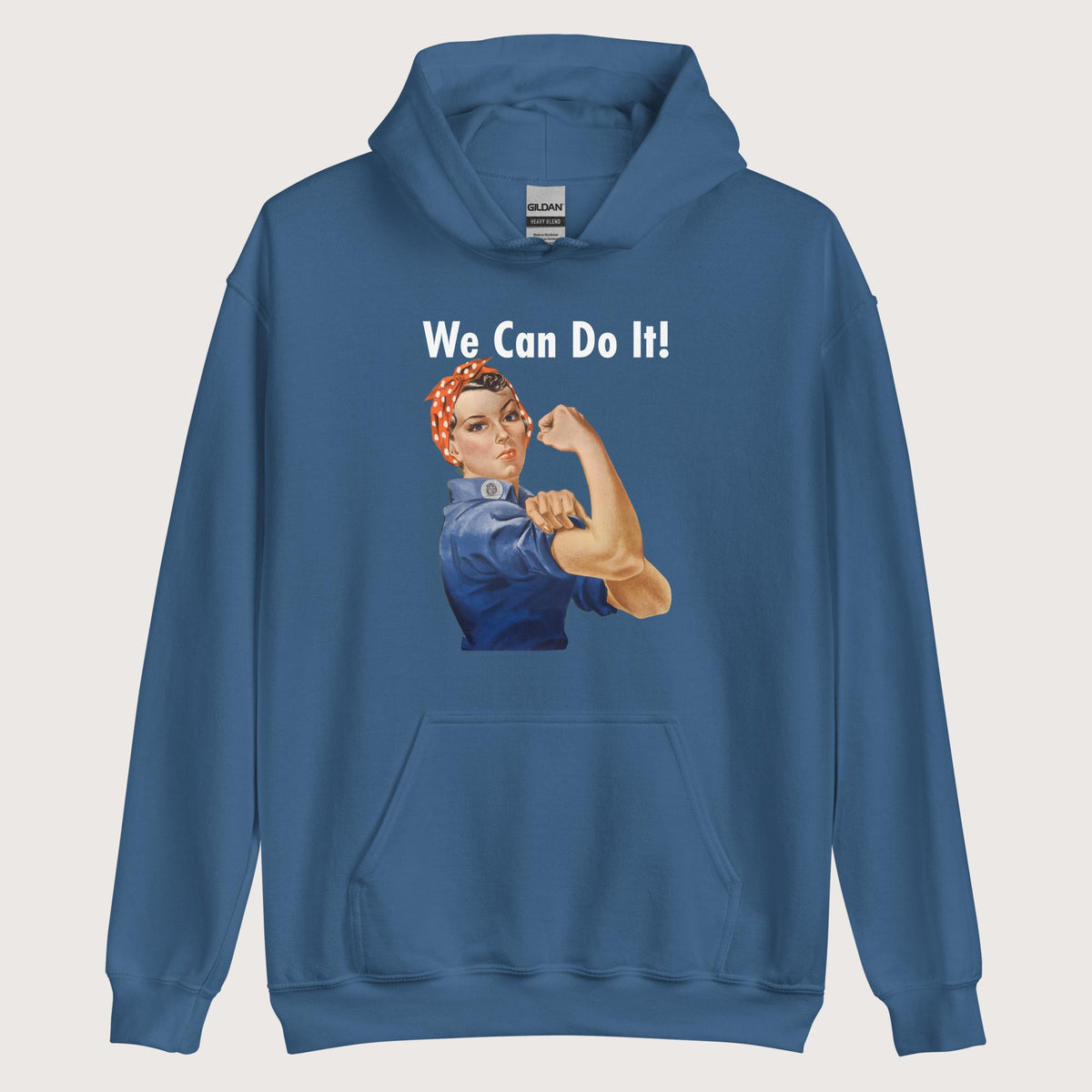Indigo Blue Rosie We Can Do It Hoodie - history buff gift by HistoHead