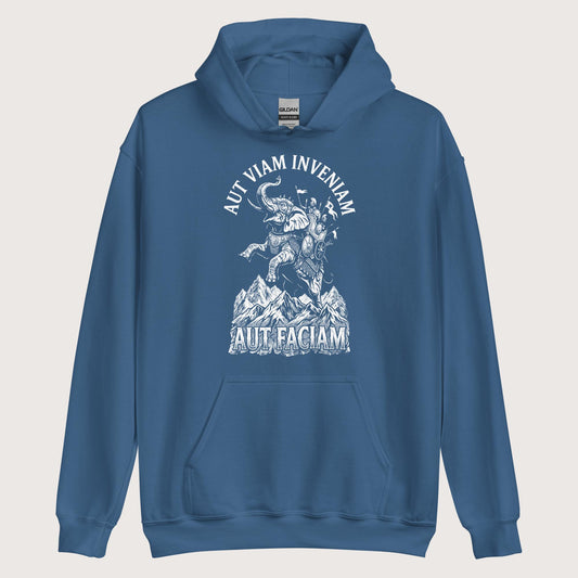 Indigo Blue Aut Viam Inveniam Hannibal Quote Hoodie - history buff gift by HistoHead