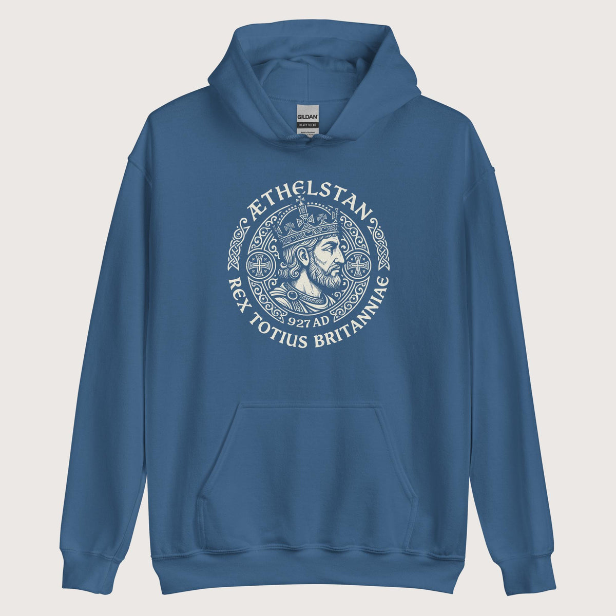 Indigo Blue Æthelstan King of All Britain Hoodie - history buff gift by HistoHead