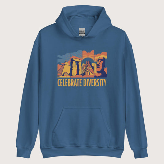 Indigo Blue Celebrate Diversity Stone Wonders Edition Hoodie - history buff gift by HistoHead