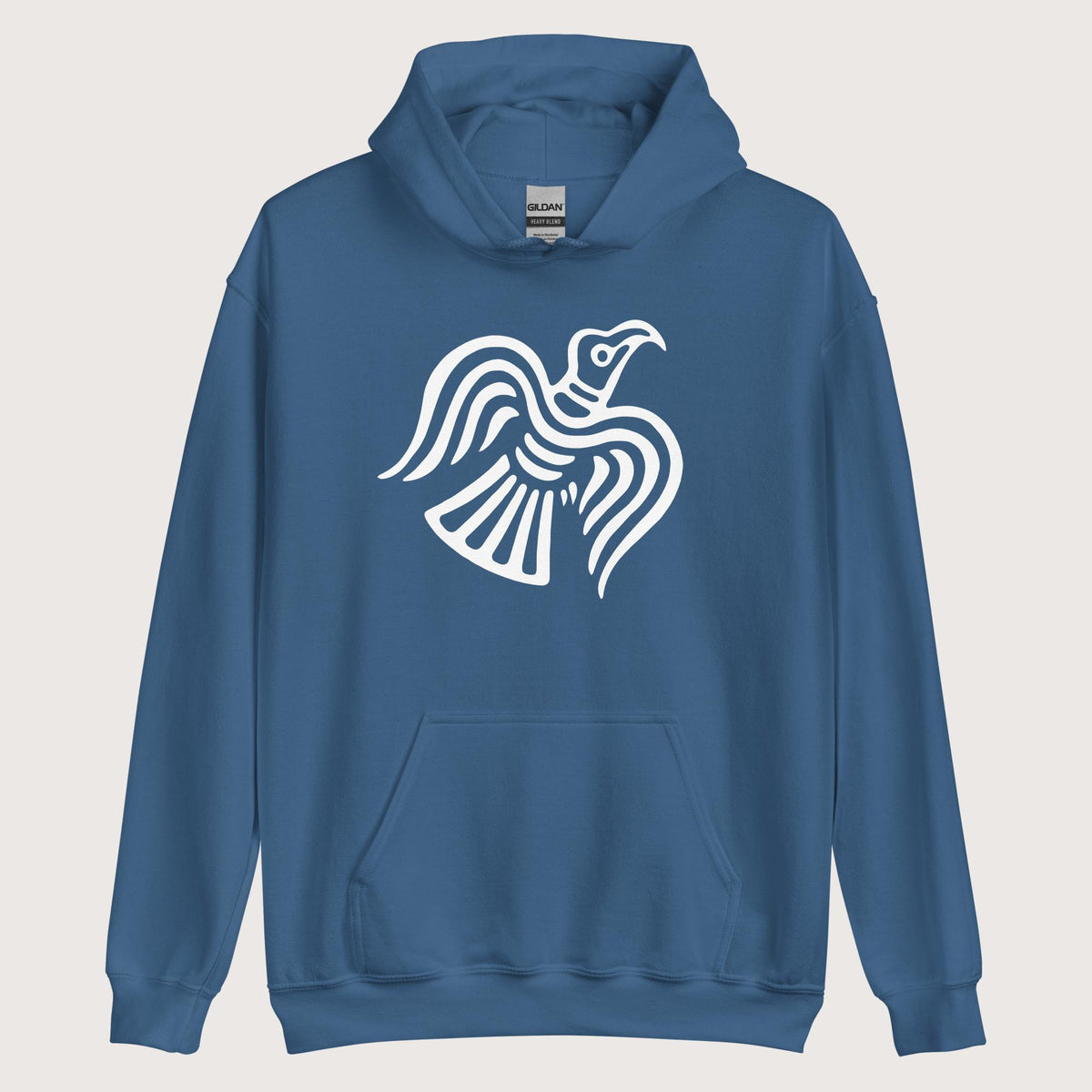 Indigo Blue Viking Raven Symbol Hoodie - history buff gift by HistoHead