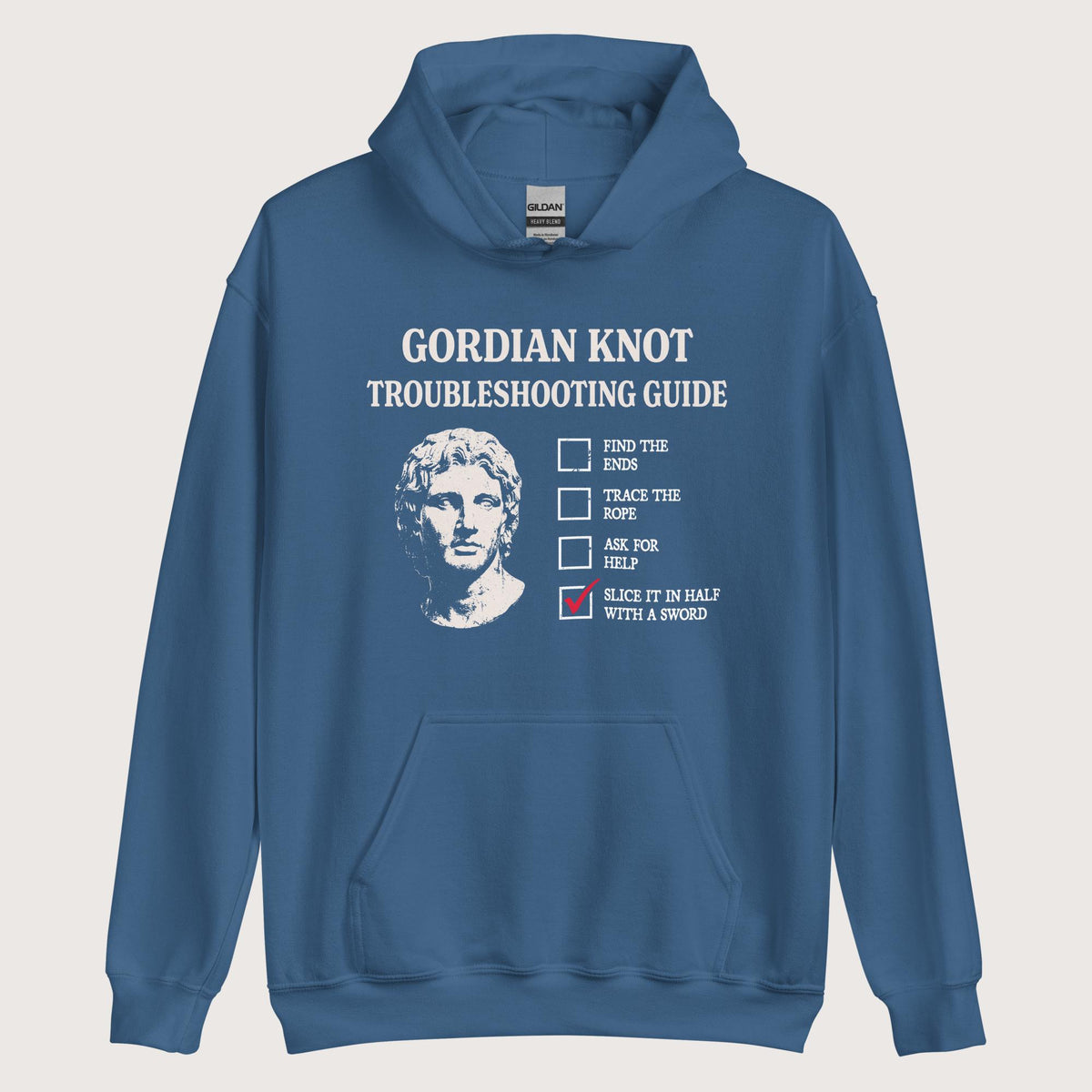 Indigo Blue Alexander's Gordian Knot Guide Hoodie - history buff gift by HistoHead