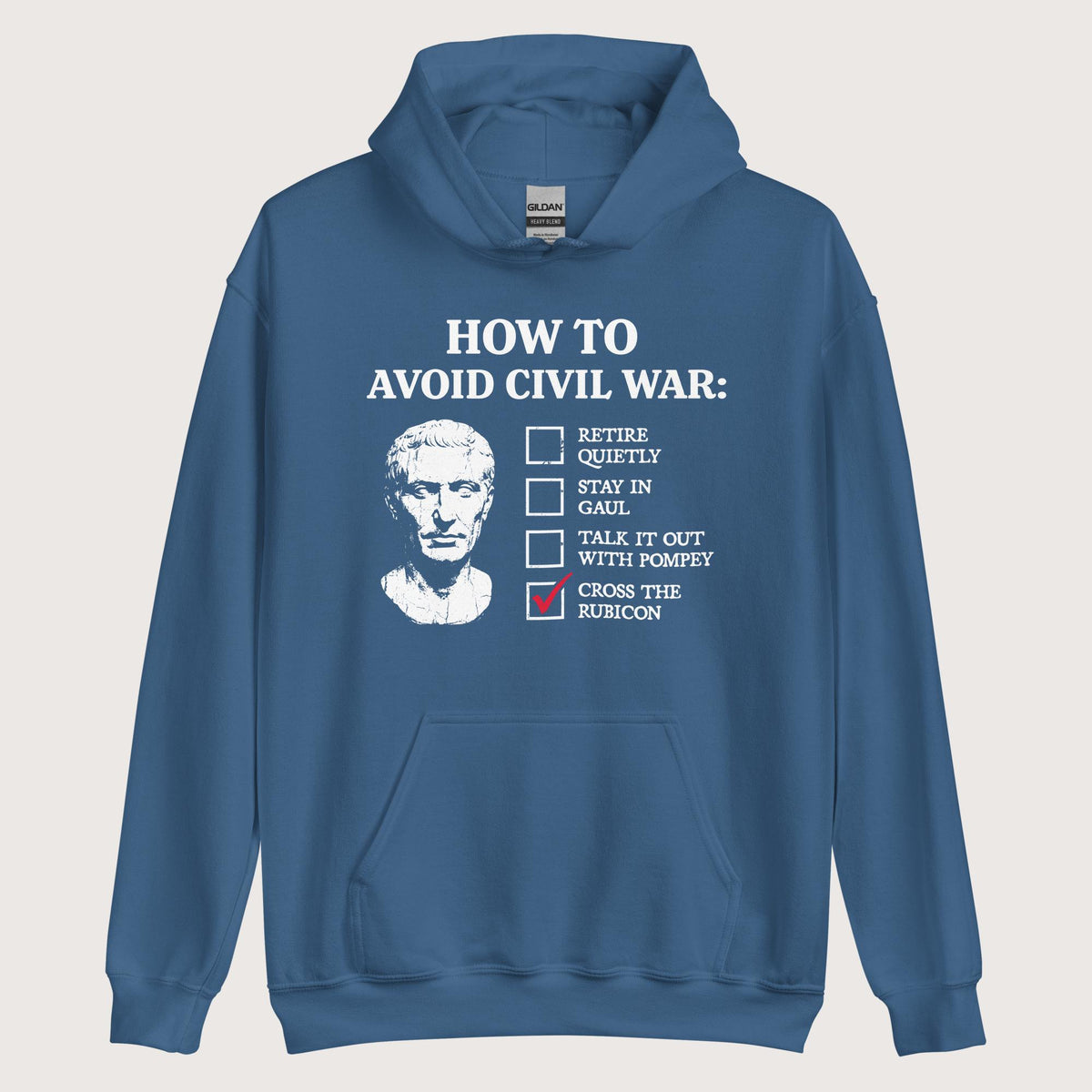 Indigo Blue Caesar's Peace Plan Hoodie - history buff gift by HistoHead