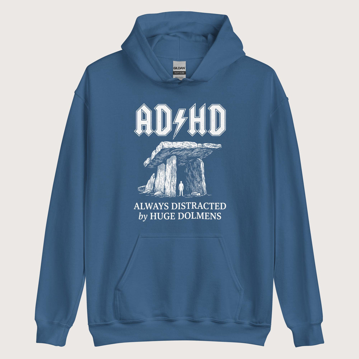 Indigo Blue Always Distracted by Huge Dolmens Hoodie - history buff gift by HistoHead