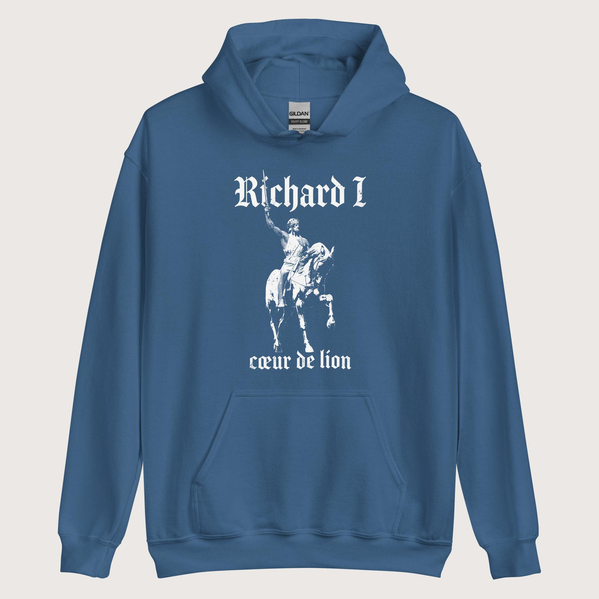Indigo Blue Richard I Coeur de Lion Hoodie - history buff gift by HistoHead