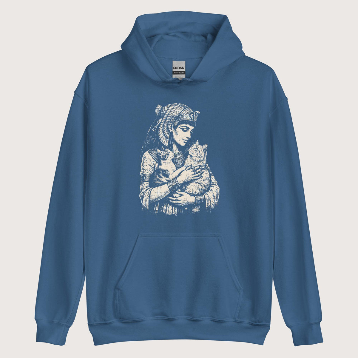 Indigo Blue Cleopatra's Cats Hoodie - history buff gift by HistoHead