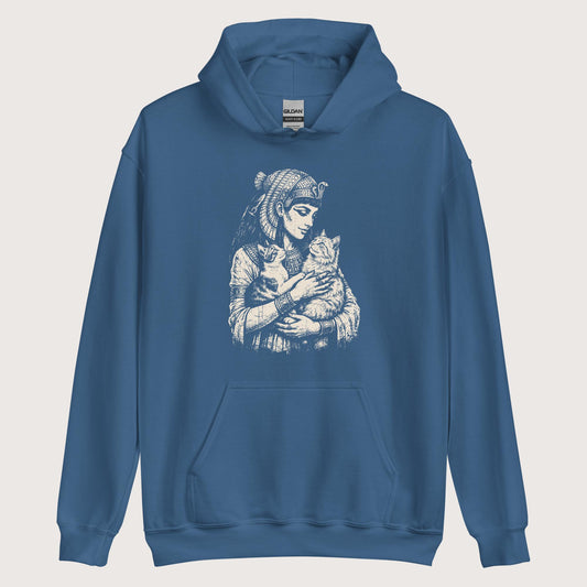 Indigo Blue Cleopatra's Cats Hoodie - history buff gift by HistoHead