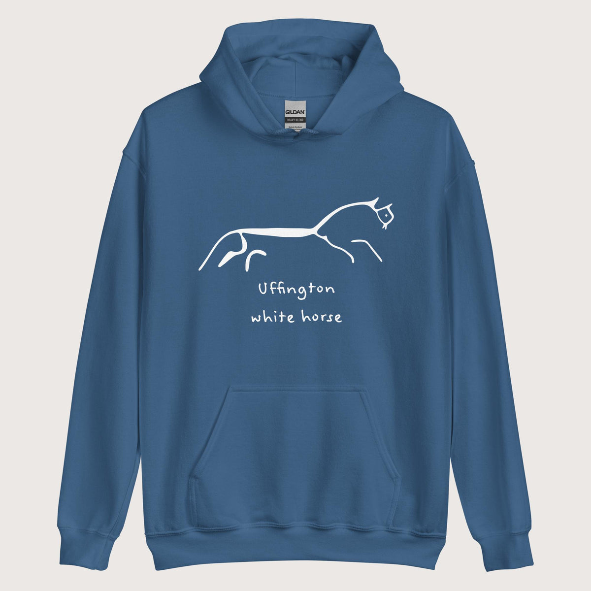 Indigo Blue Uffington White Horse Hoodie - history buff gift by HistoHead