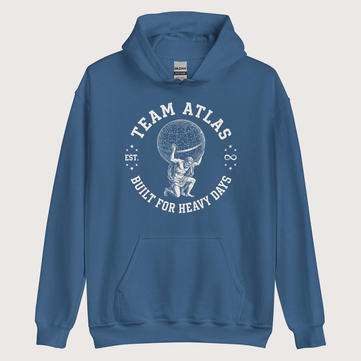 Indigo Blue Team Atlas Built For Heavy Days Hoodie - history buff gift by HistoHead
