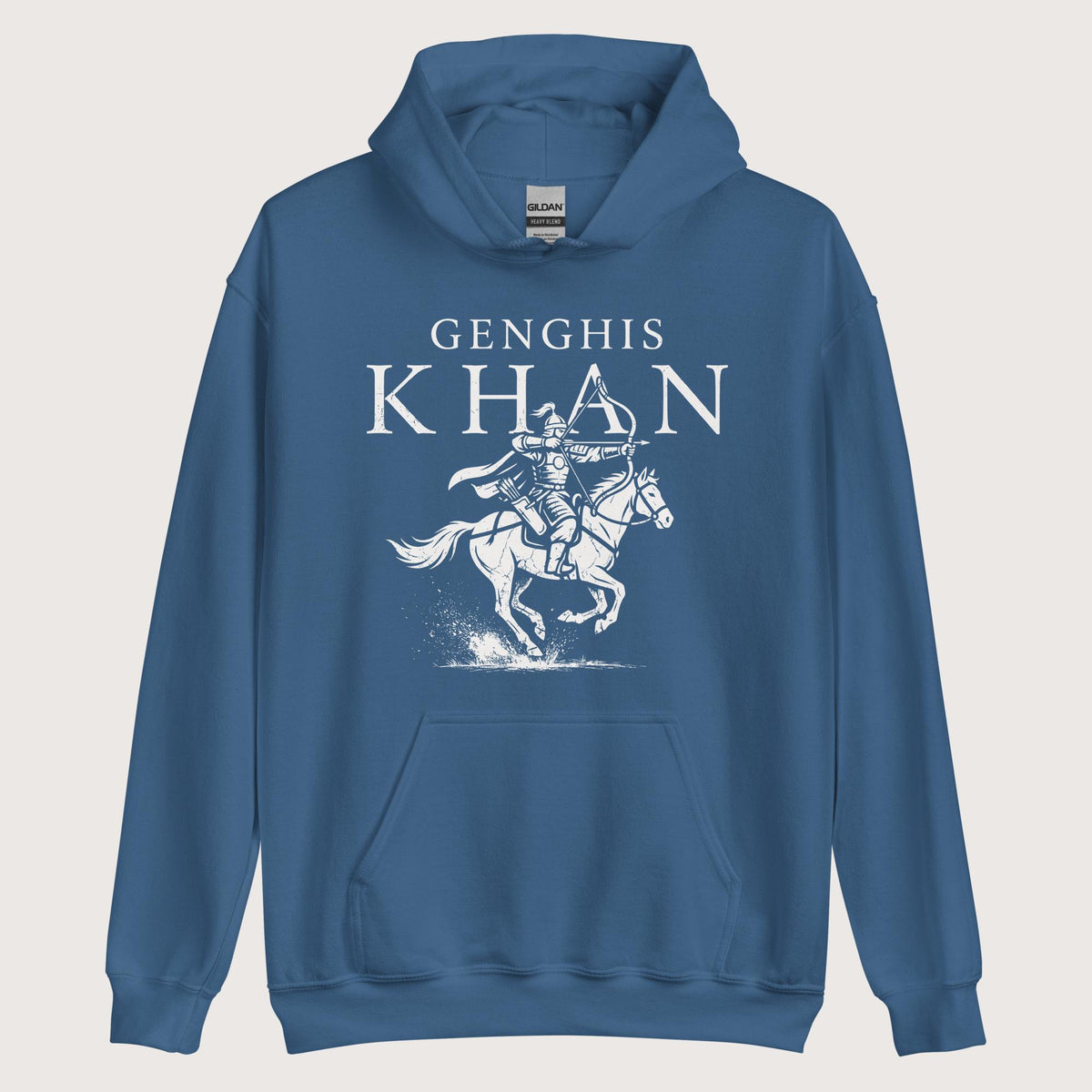 Indigo Blue Genghis Khan Hoodie - history buff gift by HistoHead