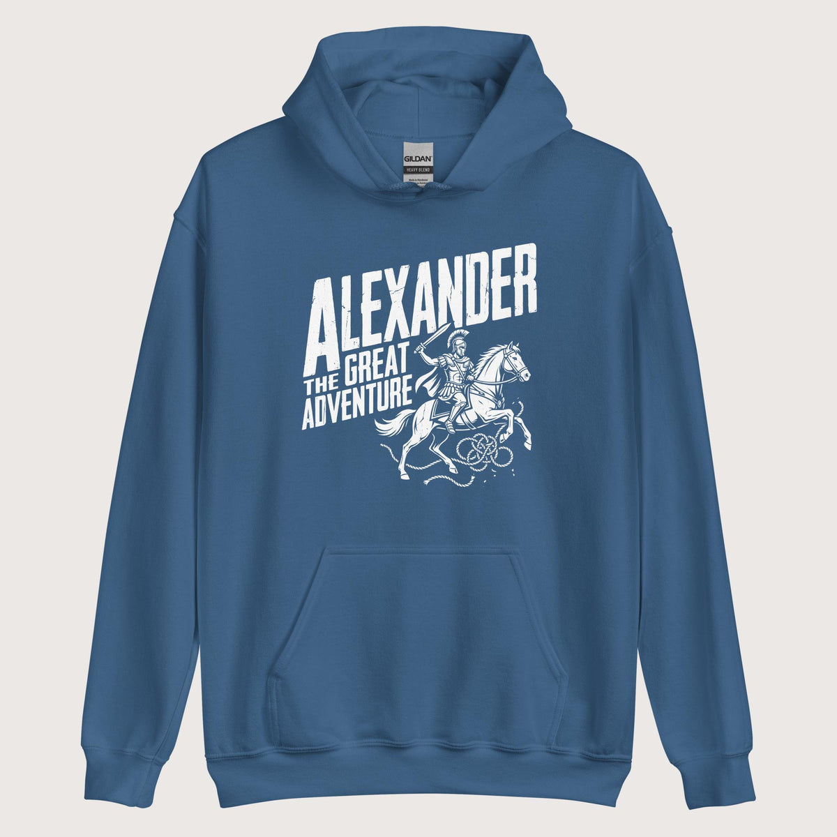 Indigo Blue Alexander the Great Adventure Hoodie - history buff gift by HistoHead