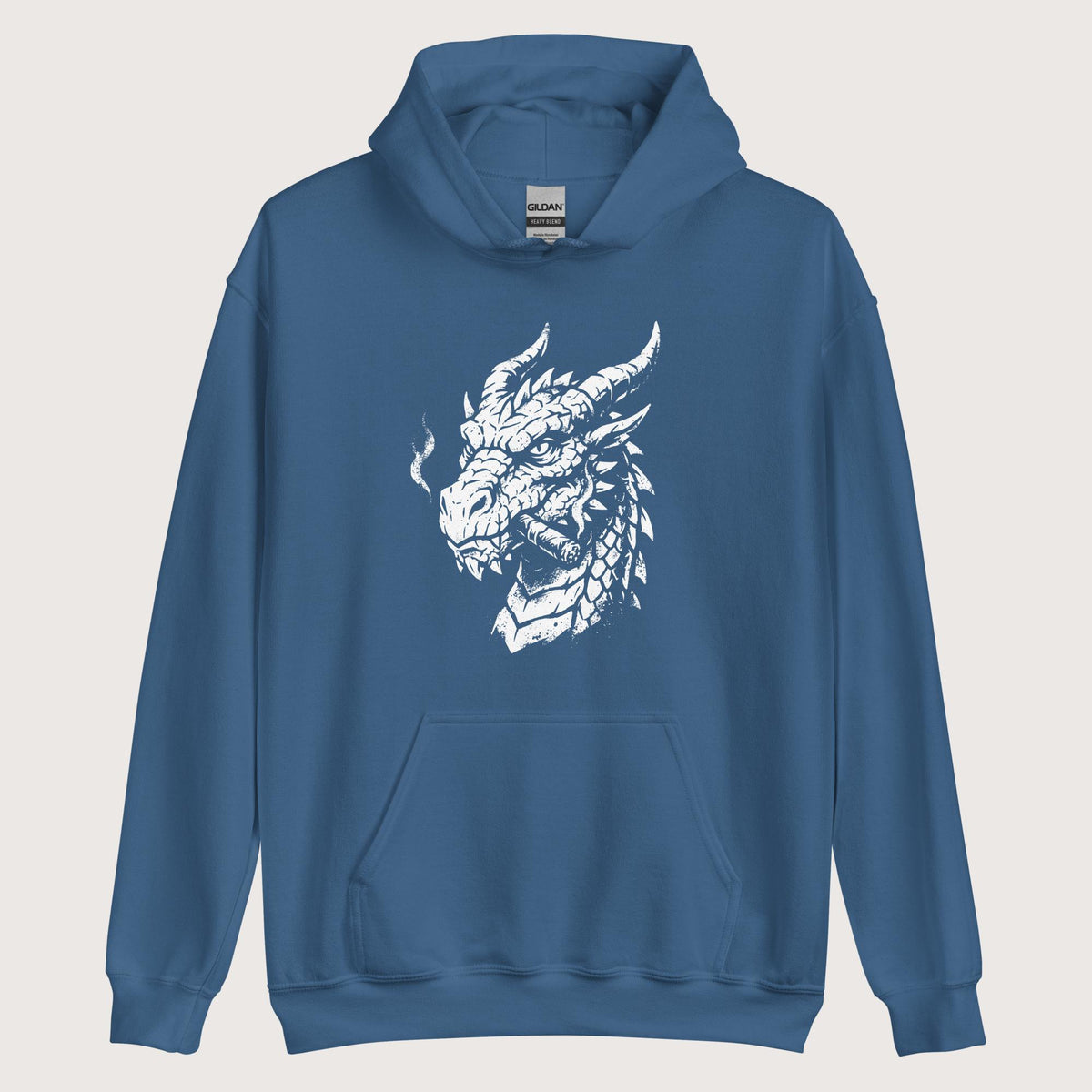 Indigo Blue Smoking Dragon Hoodie - history buff gift by HistoHead