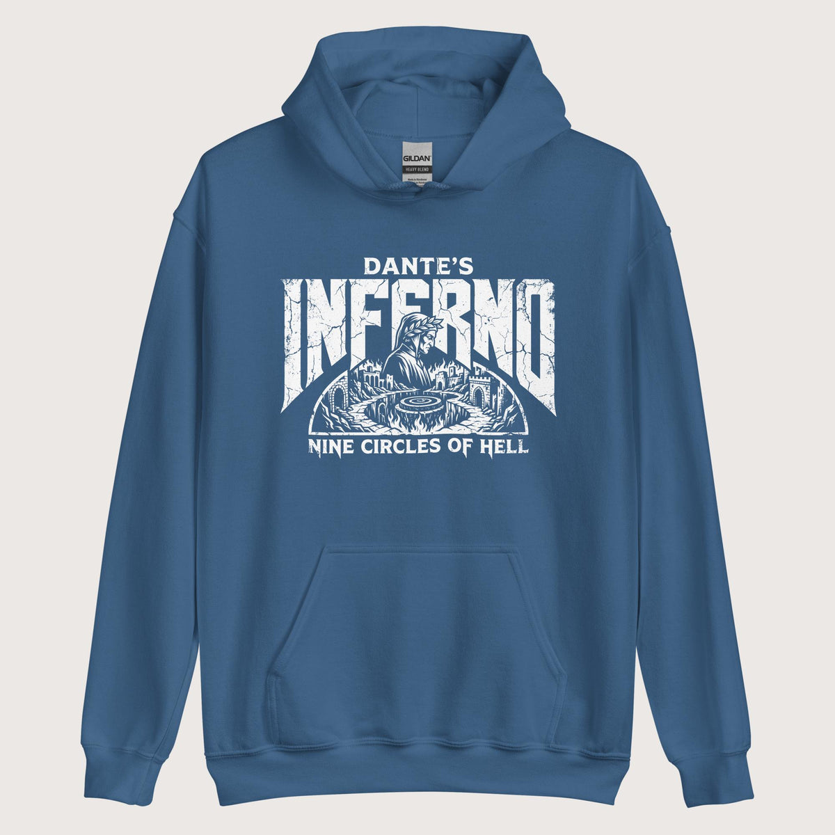 Indigo Blue Dante's Inferno Hoodie - history buff gift by HistoHead