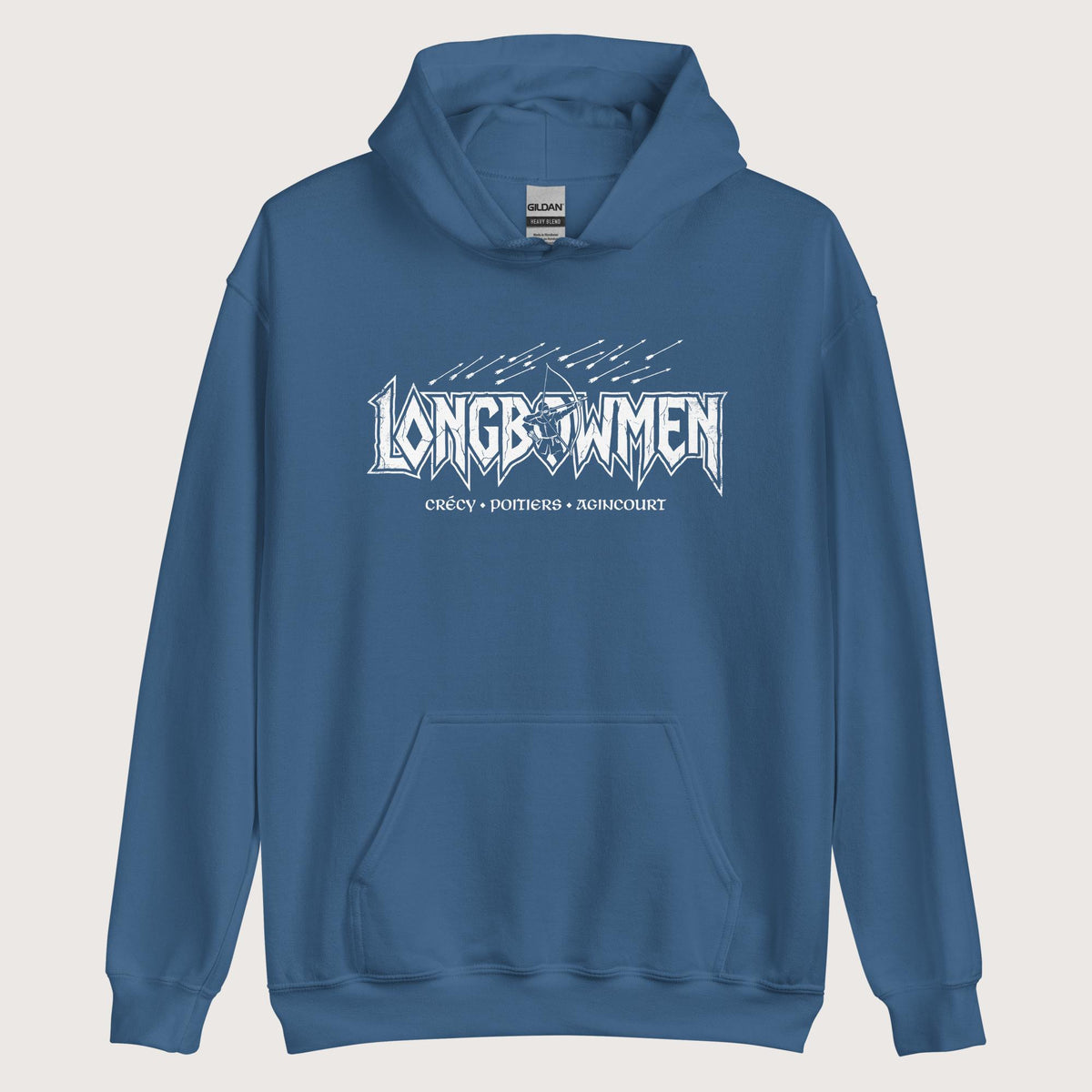 Indigo Blue Longbowmen Hoodie - history buff gift by HistoHead
