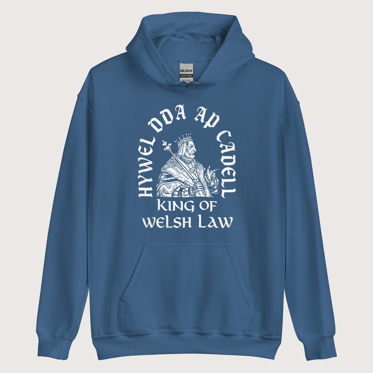 Indigo Blue Hywel Dda King of Welsh Law Hoodie - history buff gift by HistoHead