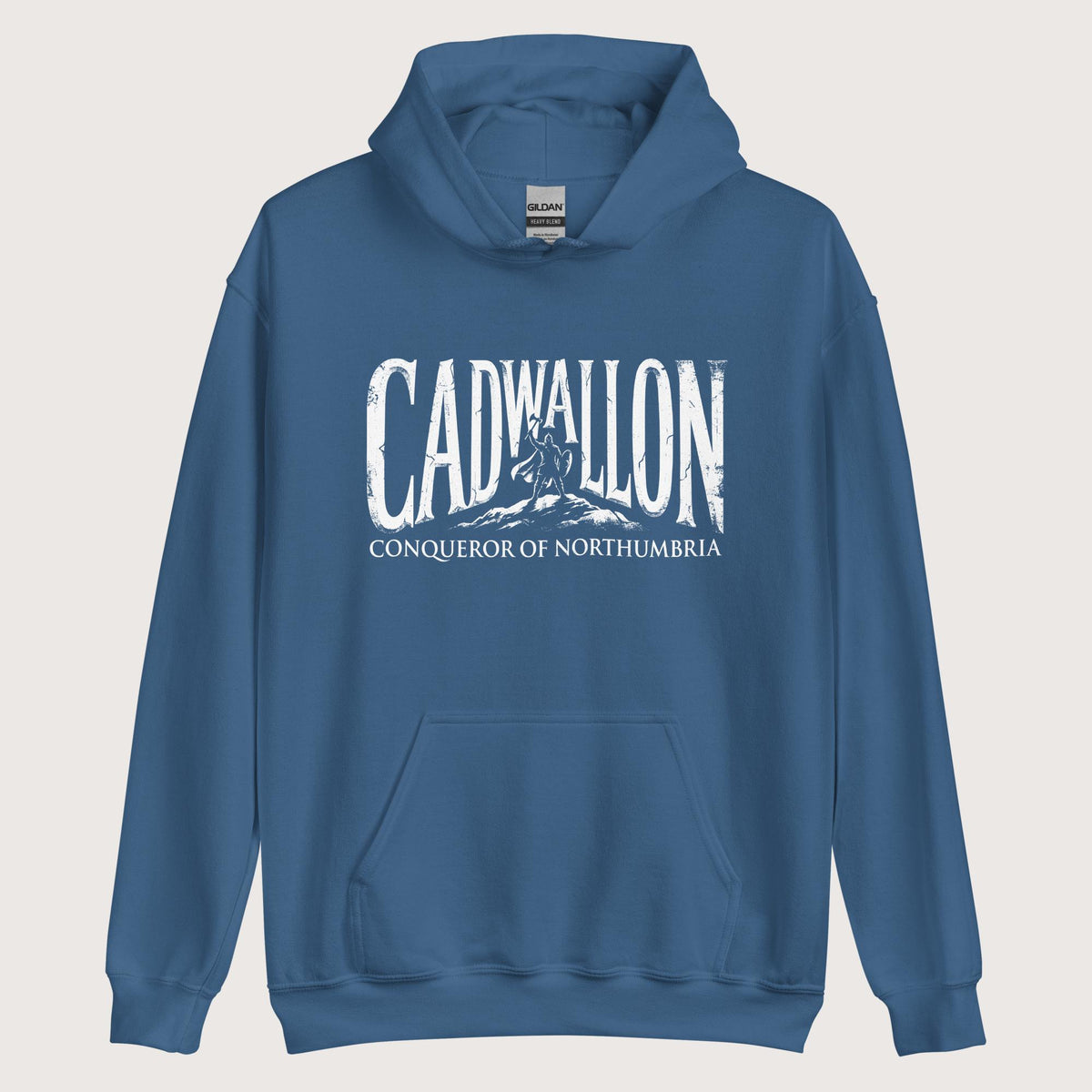 Indigo Blue Cadwallon Conqueror of Northumbria Hoodie - history buff gift by HistoHead