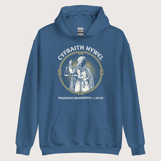 Indigo Blue Cyfraith Hywel Progressive Jurisprudence Hoodie - history buff gift by HistoHead