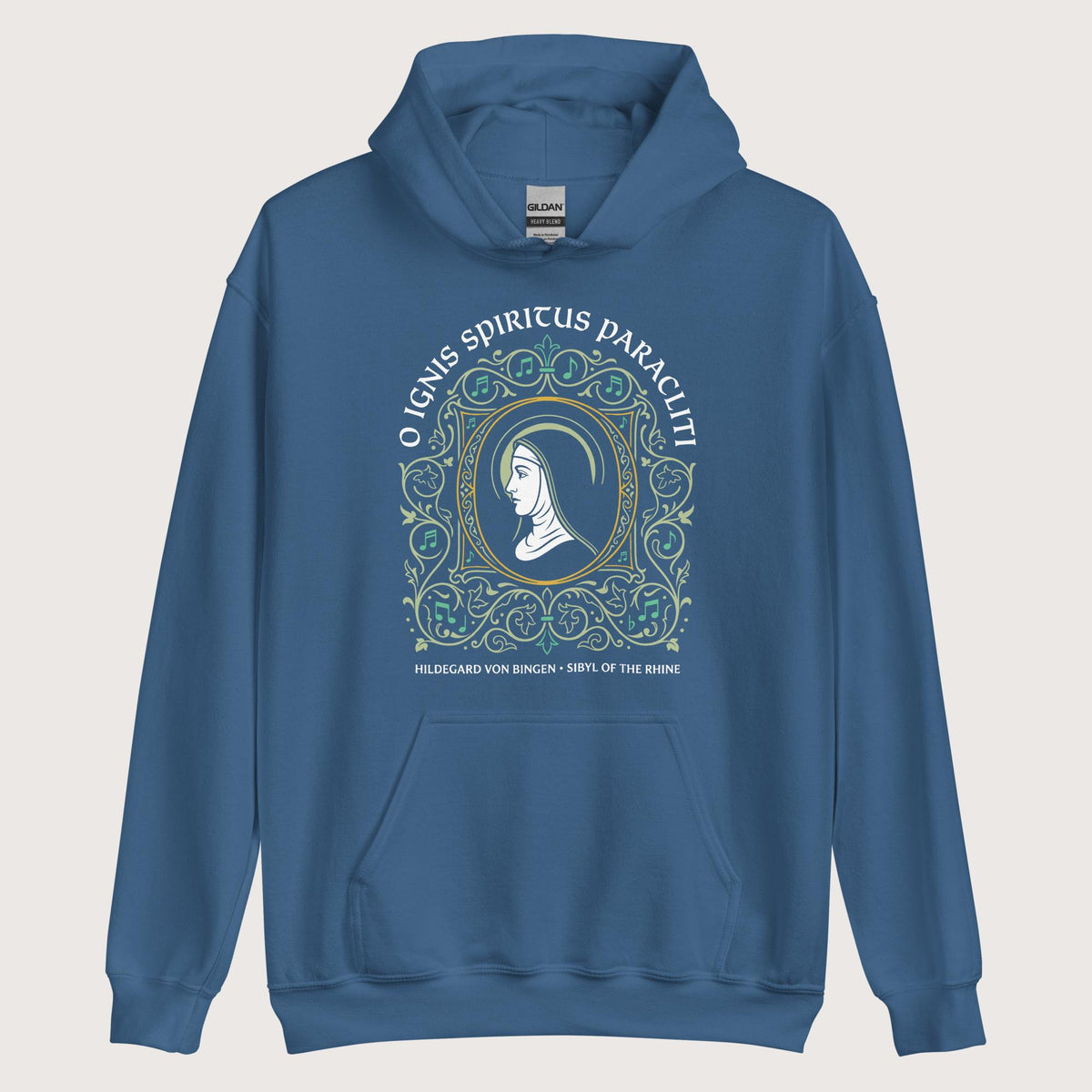 Indigo Blue Hildegard von Bingen Hoodie - history buff gift by HistoHead