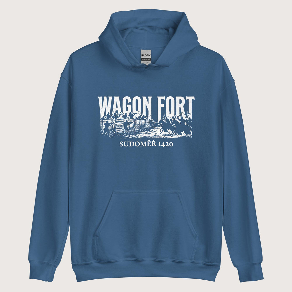 Indigo Blue Wagon Fort Battle of Sudoměř Hoodie - history buff gift by HistoHead