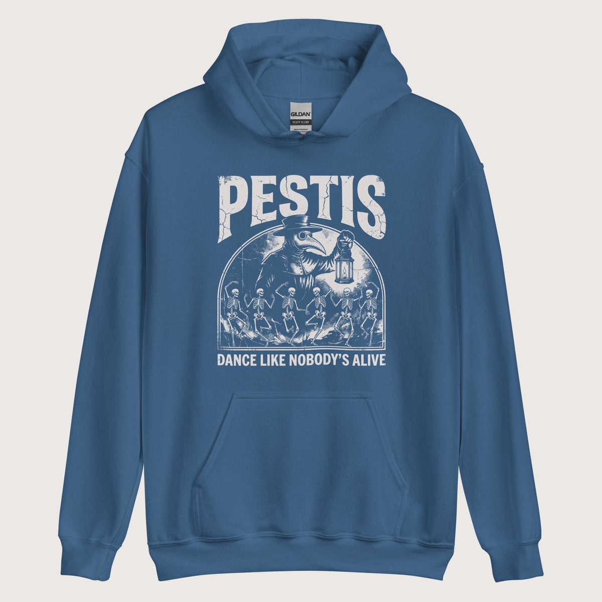 Indigo Blue Pestis Dance Hoodie - history buff gift by HistoHead