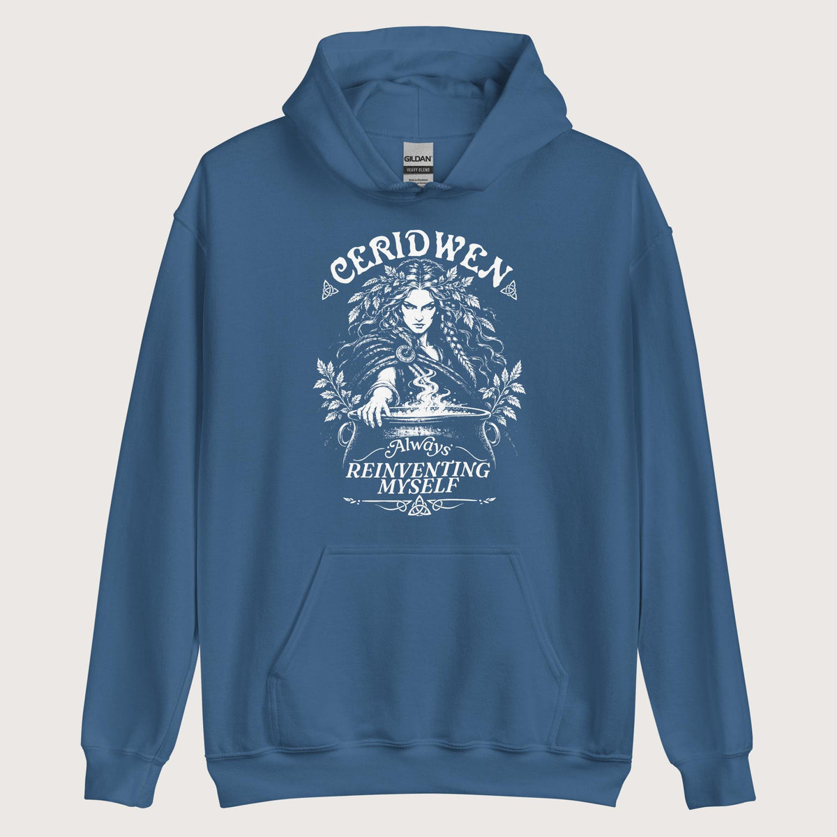 Indigo Blue Ceridwen Always Reinventing Myself Hoodie - history buff gift by HistoHead