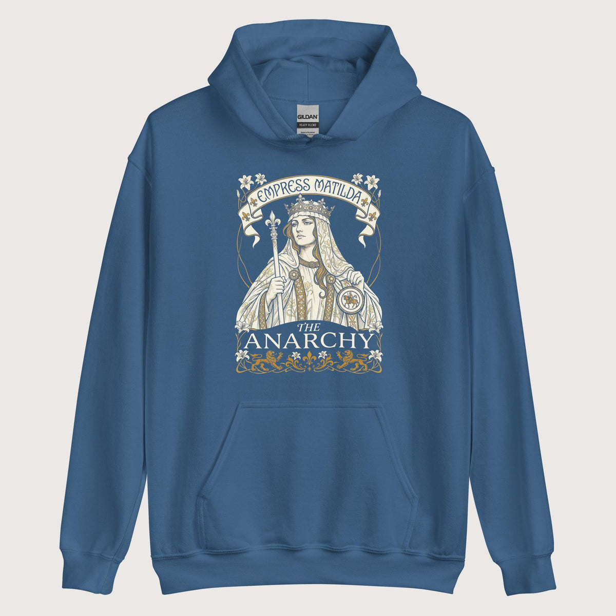 Indigo Blue Empress Matilda The Anarchy Hoodie - history buff gift by HistoHead