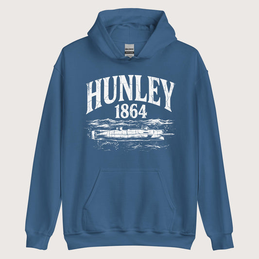 Indigo Blue Hunley Submarine Hoodie - history buff gift by HistoHead