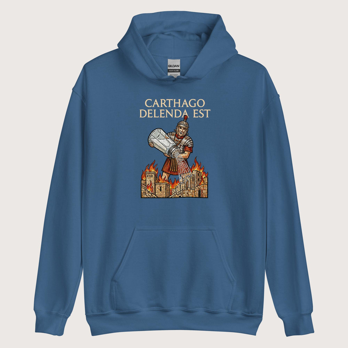 Indigo Blue Salting Carthage Hoodie - history buff gift by HistoHead