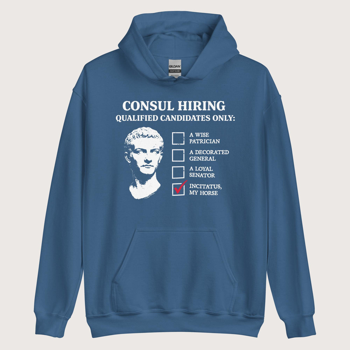 Indigo Blue Caligula's Nominee for Consul Hoodie - history buff gift by HistoHead