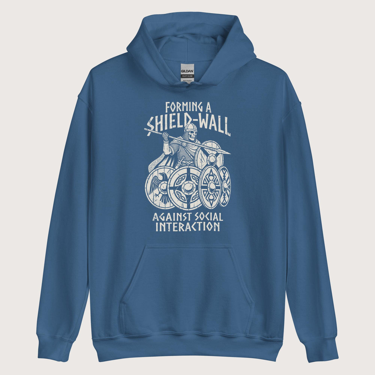 Indigo Blue Shieldwall Against Social Interaction Hoodie - history buff gift by HistoHead