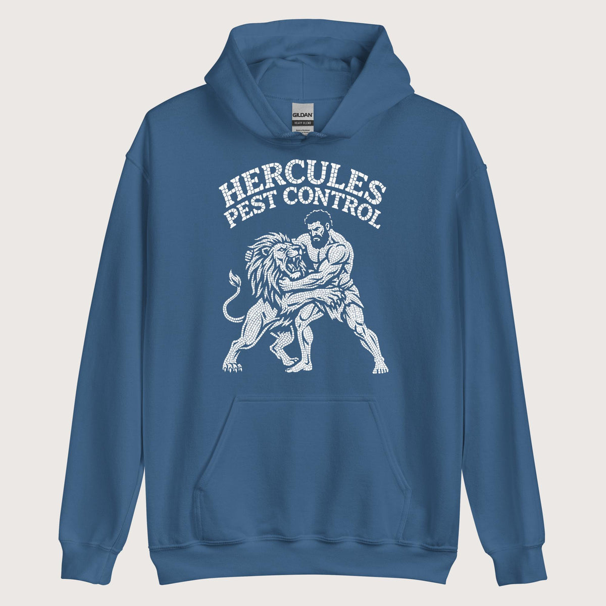 Indigo Blue Hercules Pest Control Hoodie - history buff gift by HistoHead