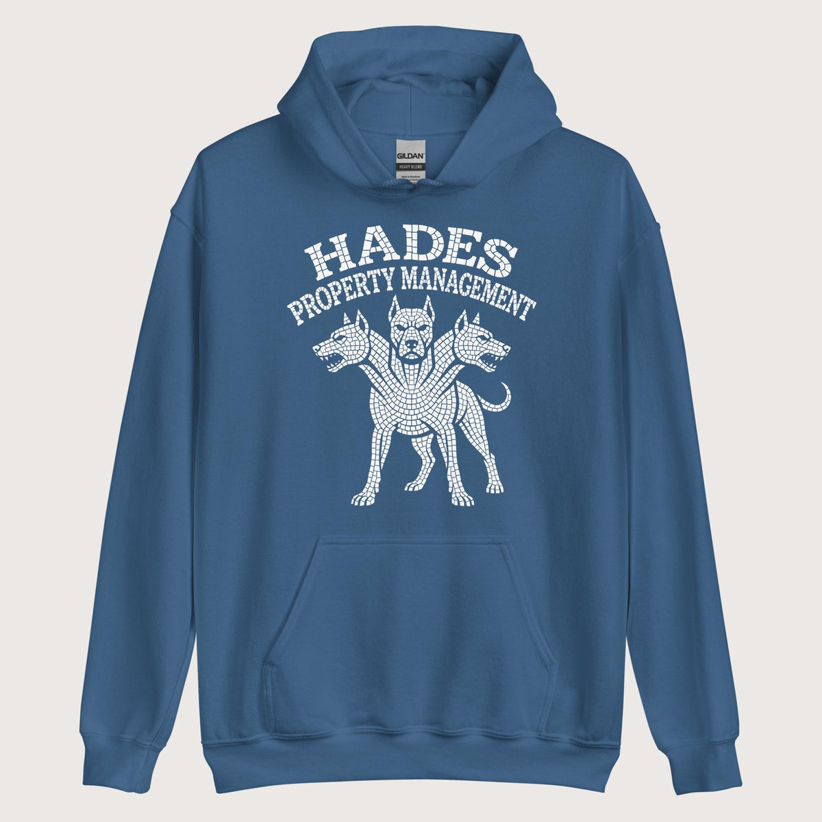 Indigo Blue Hades Property Management Hoodie - history buff gift by HistoHead