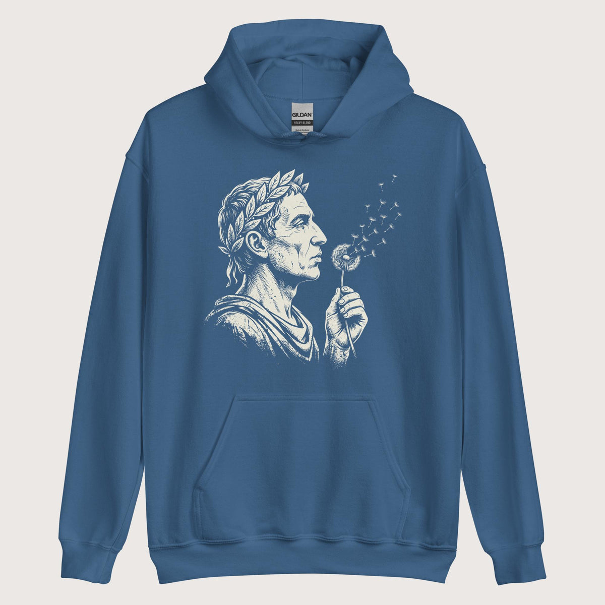 Indigo Blue Caesar Blowing Wishes Hoodie - history buff gift by HistoHead