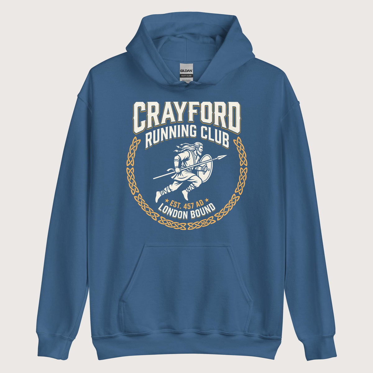 Indigo Blue Crayford Running Club Hoodie - history buff gift by HistoHead