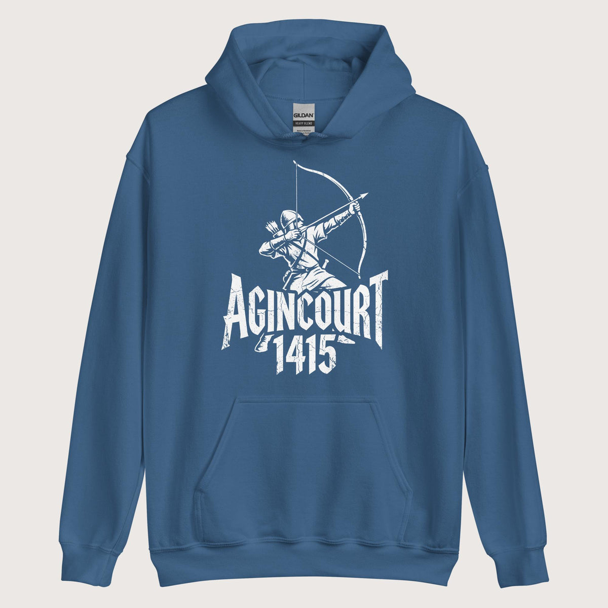 Indigo Blue Agincourt 1415 Longbowman Hoodie - history buff gift by HistoHead