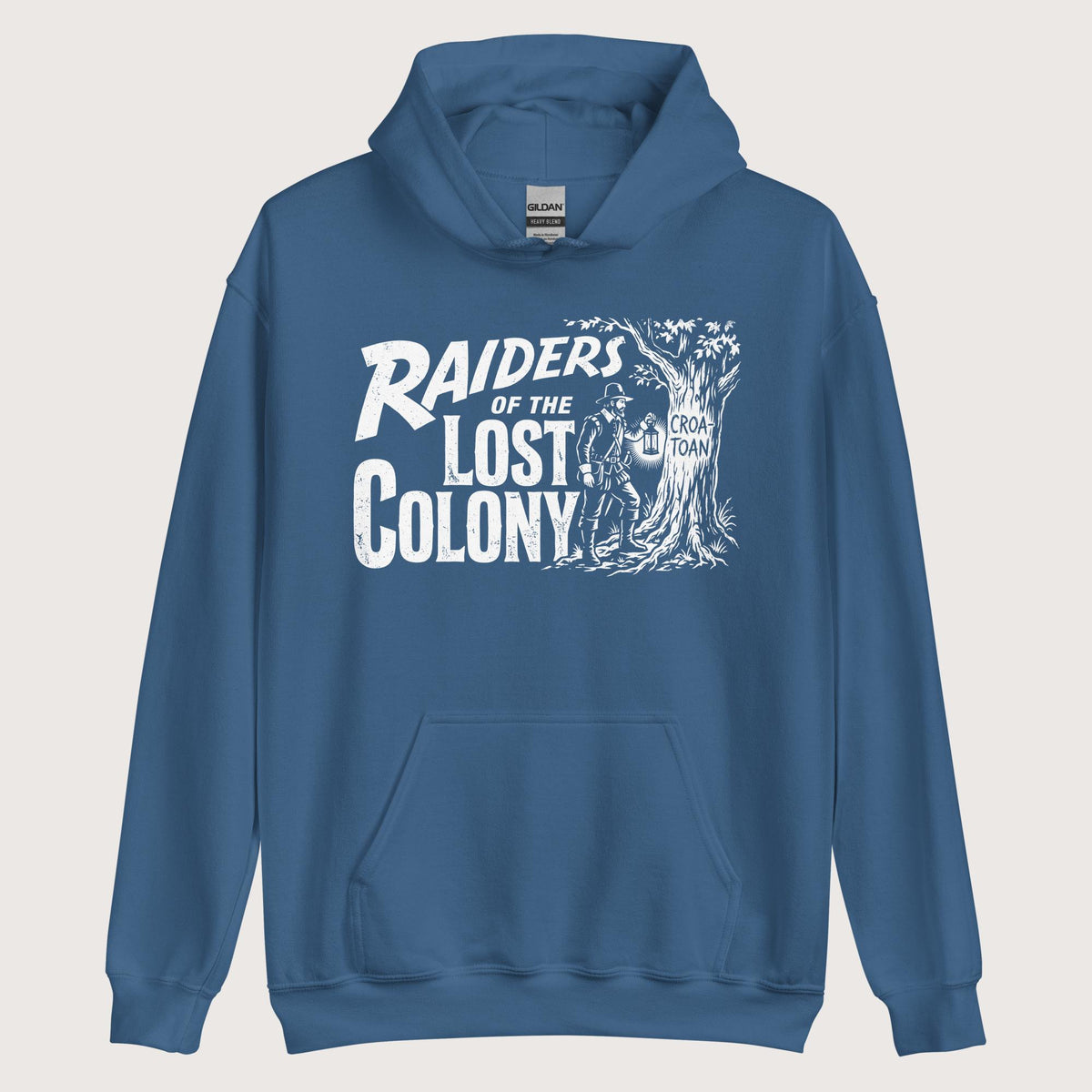 Indigo Blue Raiders of the Lost Colony Hoodie - history buff gift by HistoHead