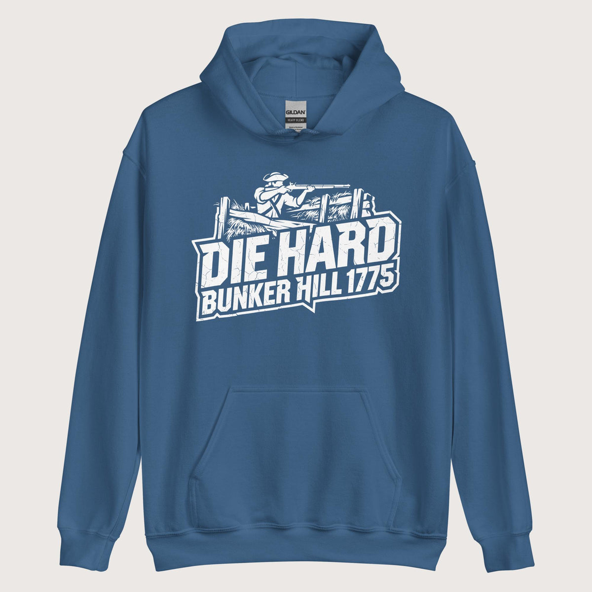 Indigo Blue Die Hard Bunker Hill 1775 Hoodie - history buff gift by HistoHead