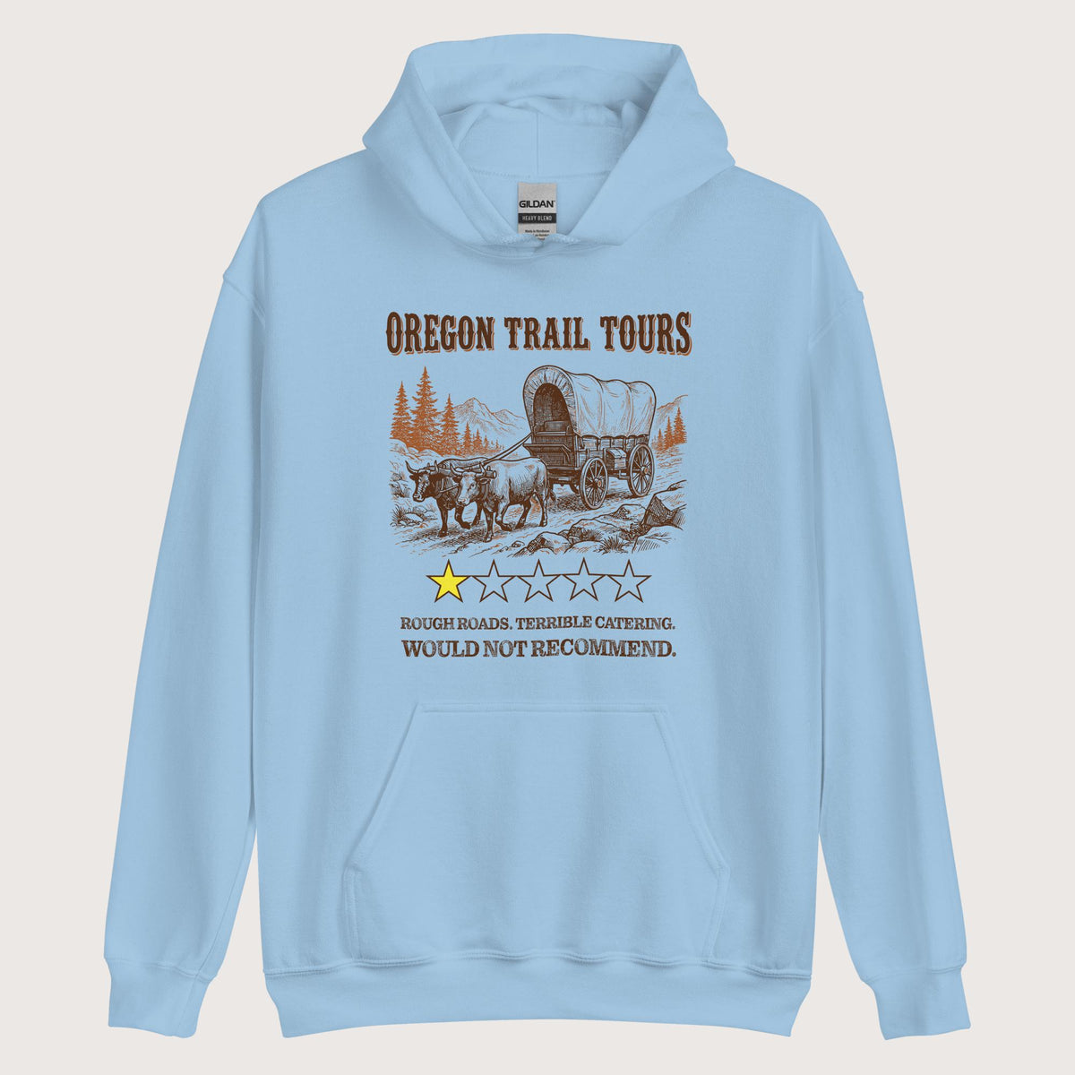 Light Blue Oregon Trail Tours Review Hoodie - history buff gift by HistoHead